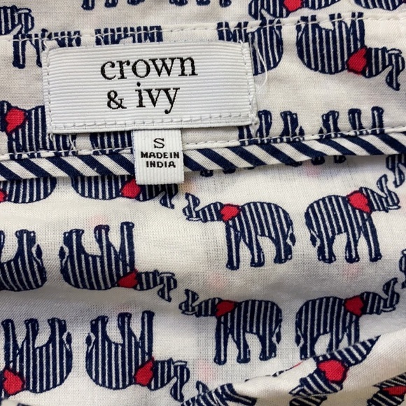 Crown & Ivy Elephant Cotton Long Sleeves Blouse - Picture 5 of 5